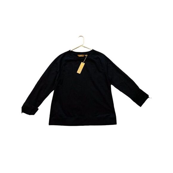 Women's Black Crew Neck Long‎ Sleeve  Sweatshirt M - Picture 3 of 13